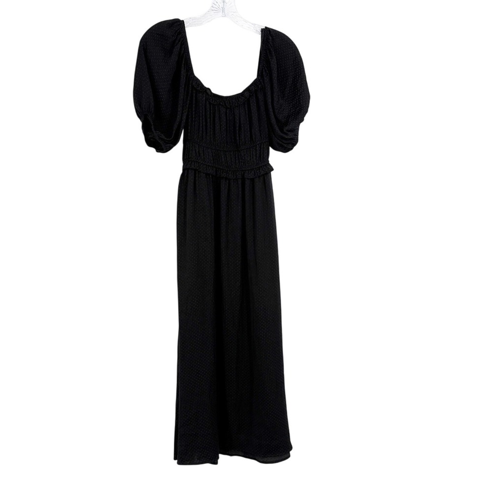 Anthropologie DRA Lola Peasant Dress Black Swiss Dot Midi Puff Sleeve Small - Picture 7 of 10